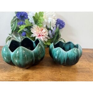 Vintage Blue Mountain Pottery Planters Green Drip Glaze Art Bowls MCM‎ Canadian